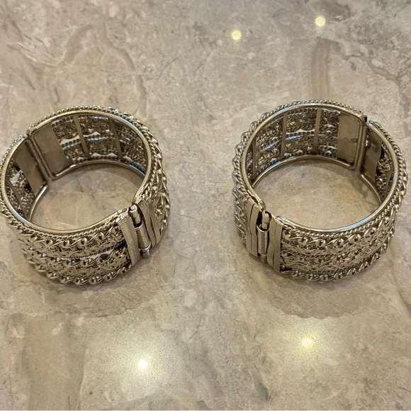 Silver Textured Cuff Bracelets - Picture 3 of 3